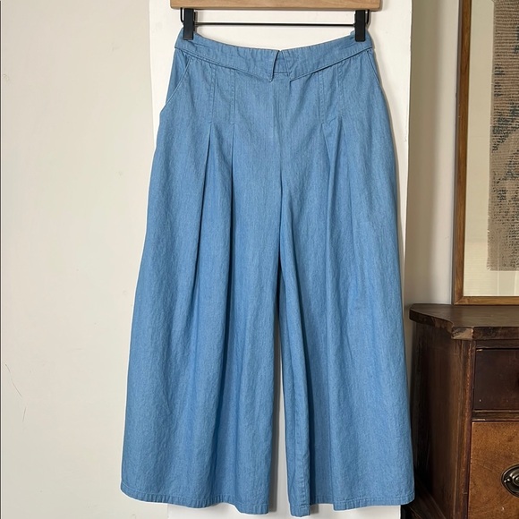 8 happy Pants - Blue Pleated Extra Wide Leg pants